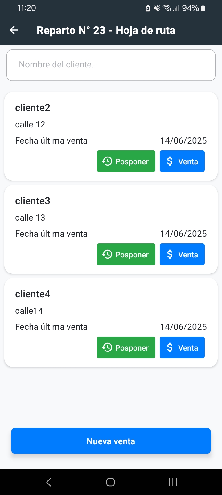 Vista móvil - Hoja de ruta