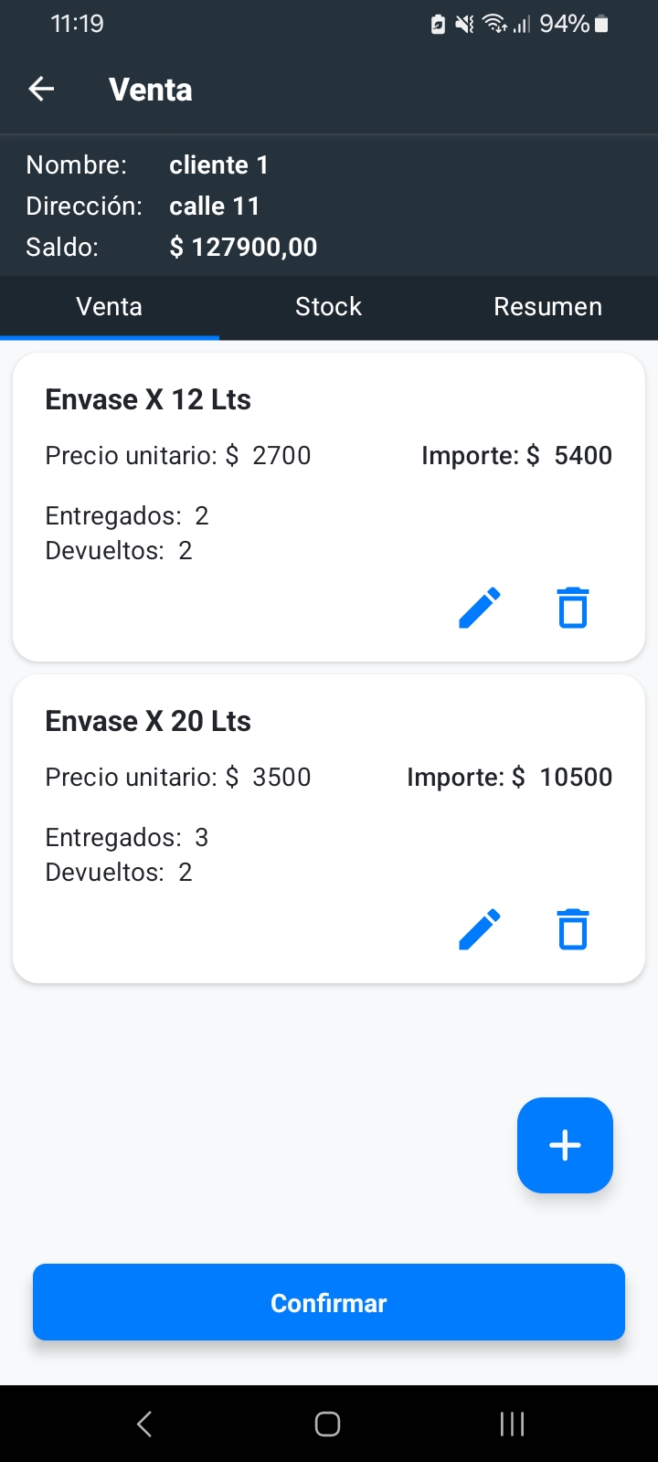 Vista móvil - Ventas
